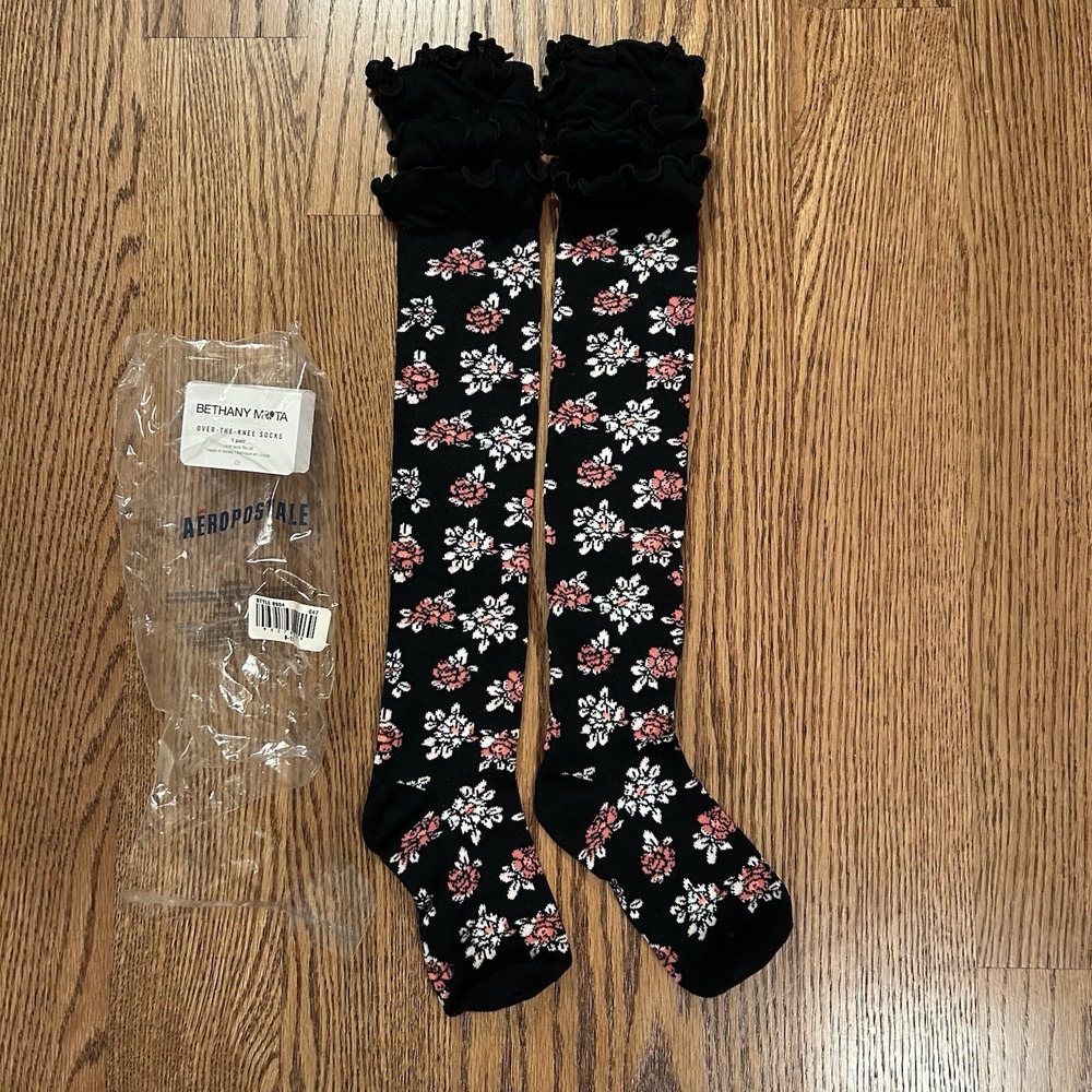 Bethany Mota Over The Knee Socks One Size Black\Floral Multicolor